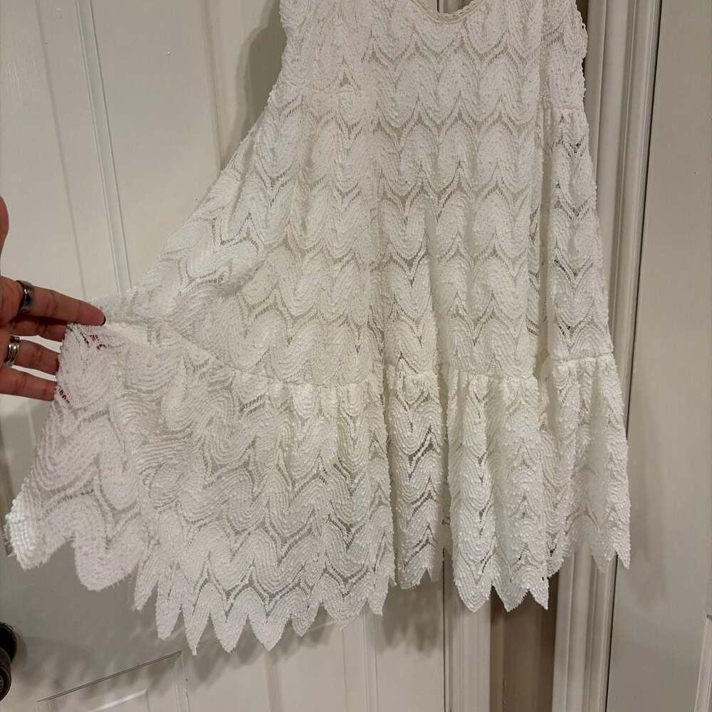 Habit White Lace Tiered Scalloped Cami Mini Dress Style S19185 - Picture 7 of 9